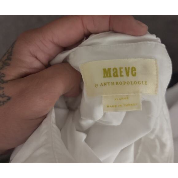 Anthropologie Maeve The Soren Poplin Cotton Midi Shirt Dress White Size XL - Picture 10 of 10